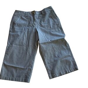 Charter Club Allison Fit Pants Womens 10 Blue NWT Tencel Cotton Wide Leg Crop